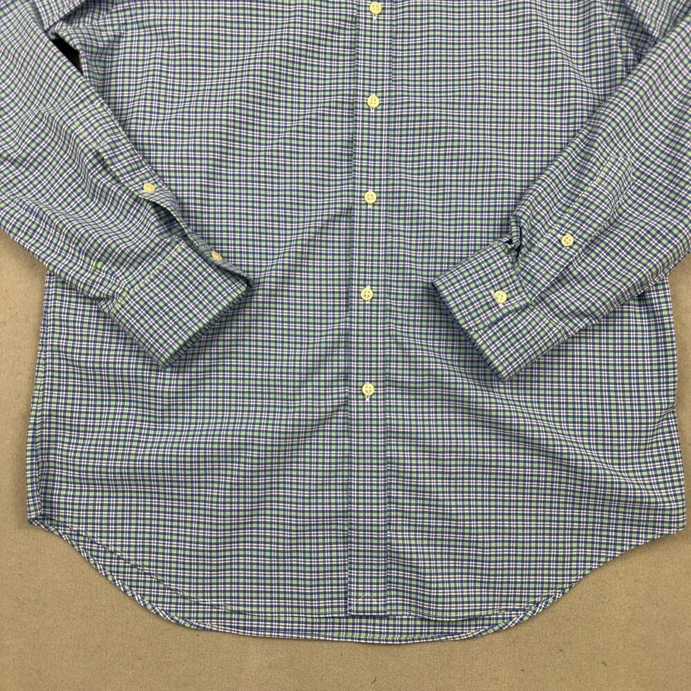 Polo Ralph Lauren Shirt Men Large Blue Plaid Performance Long Sleeve Button Up L
